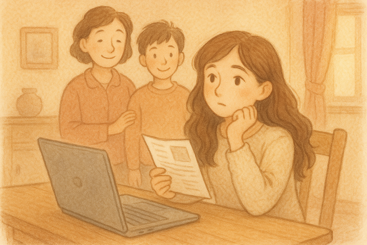 家族と一緒に就労移行の利用を検討する若者