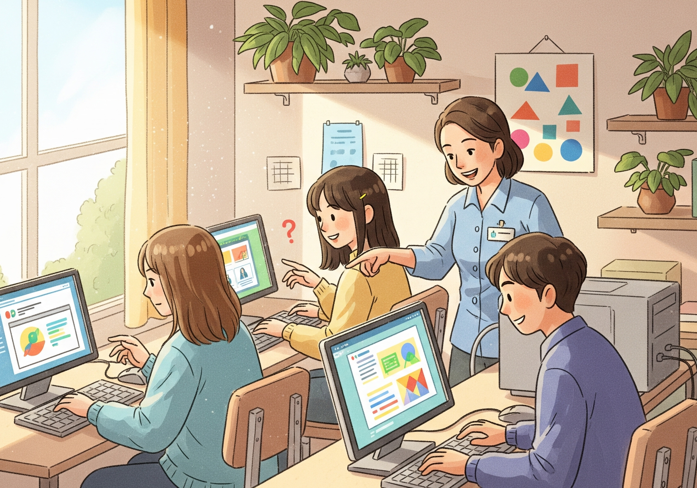就労移行支援でパソコンスキルを学ぶ若者たち