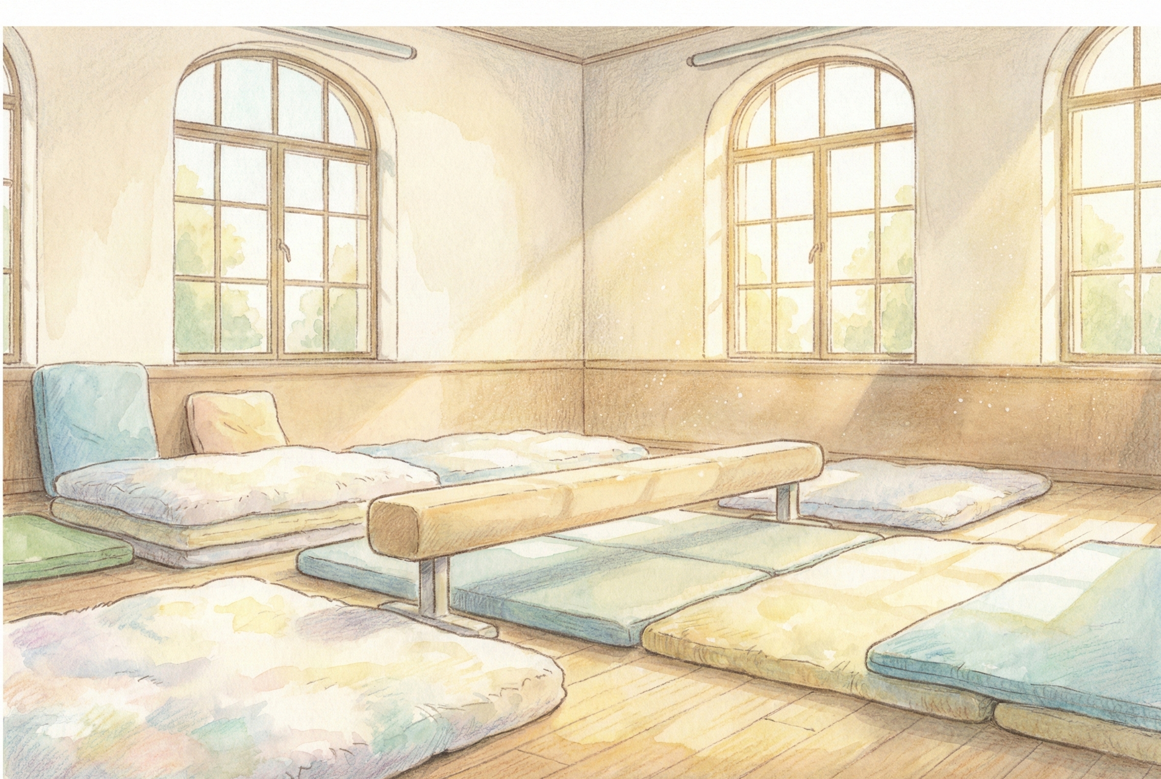 転んでも痛くないマットが敷いてある体育館